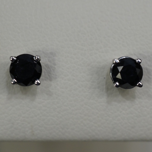 14KW Gold & Genuine Black Diamond Stud Earrings